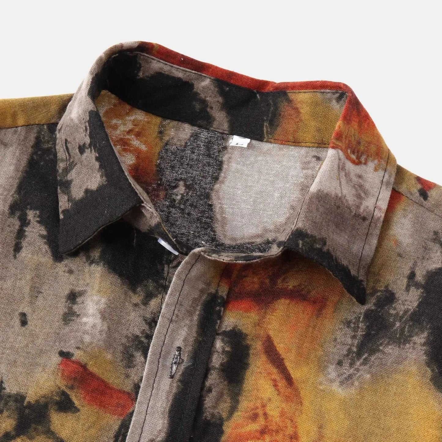 Abstract Short Sleeve Button-Up Shirt