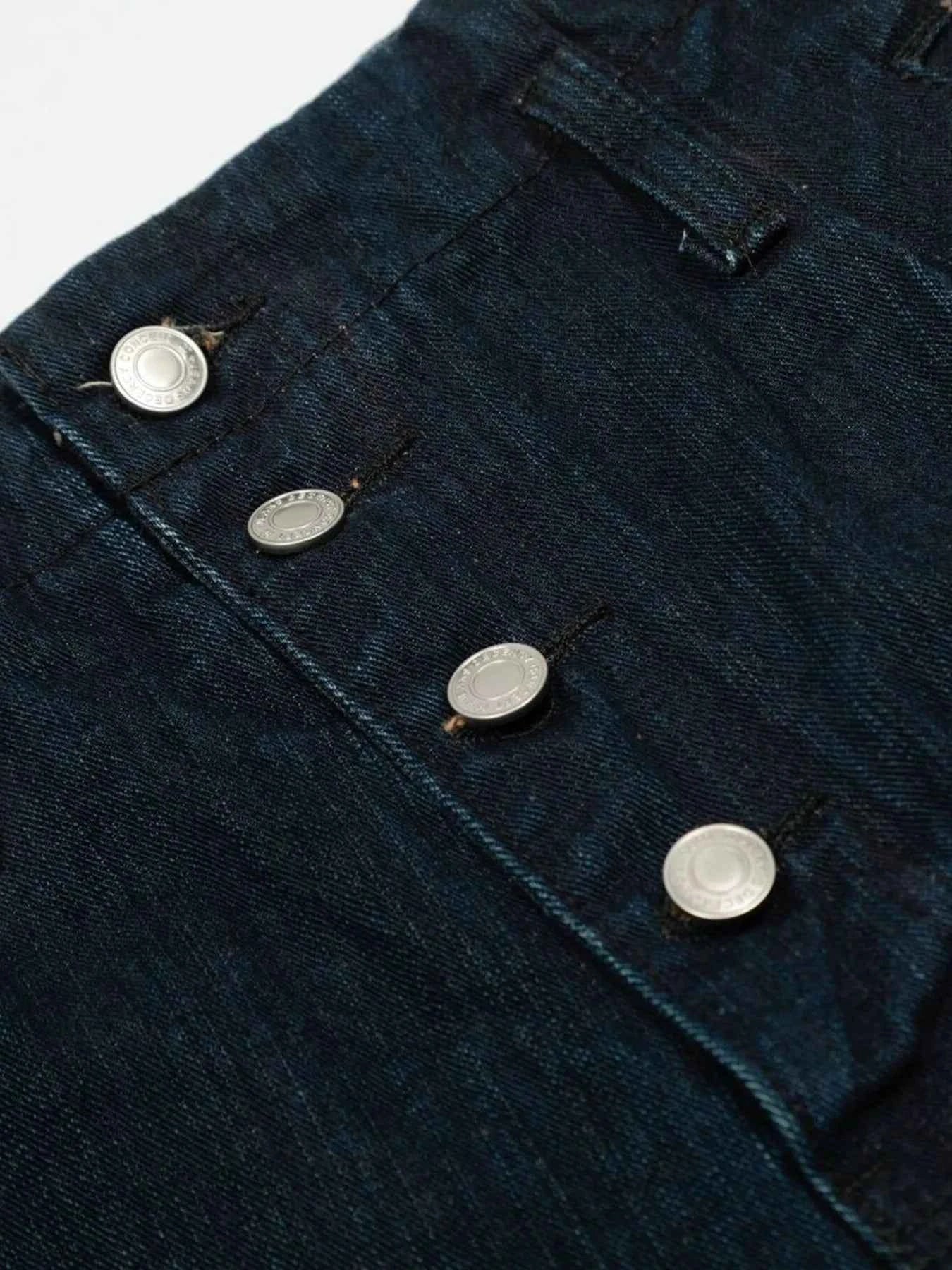 Button Fly Curved Jeans