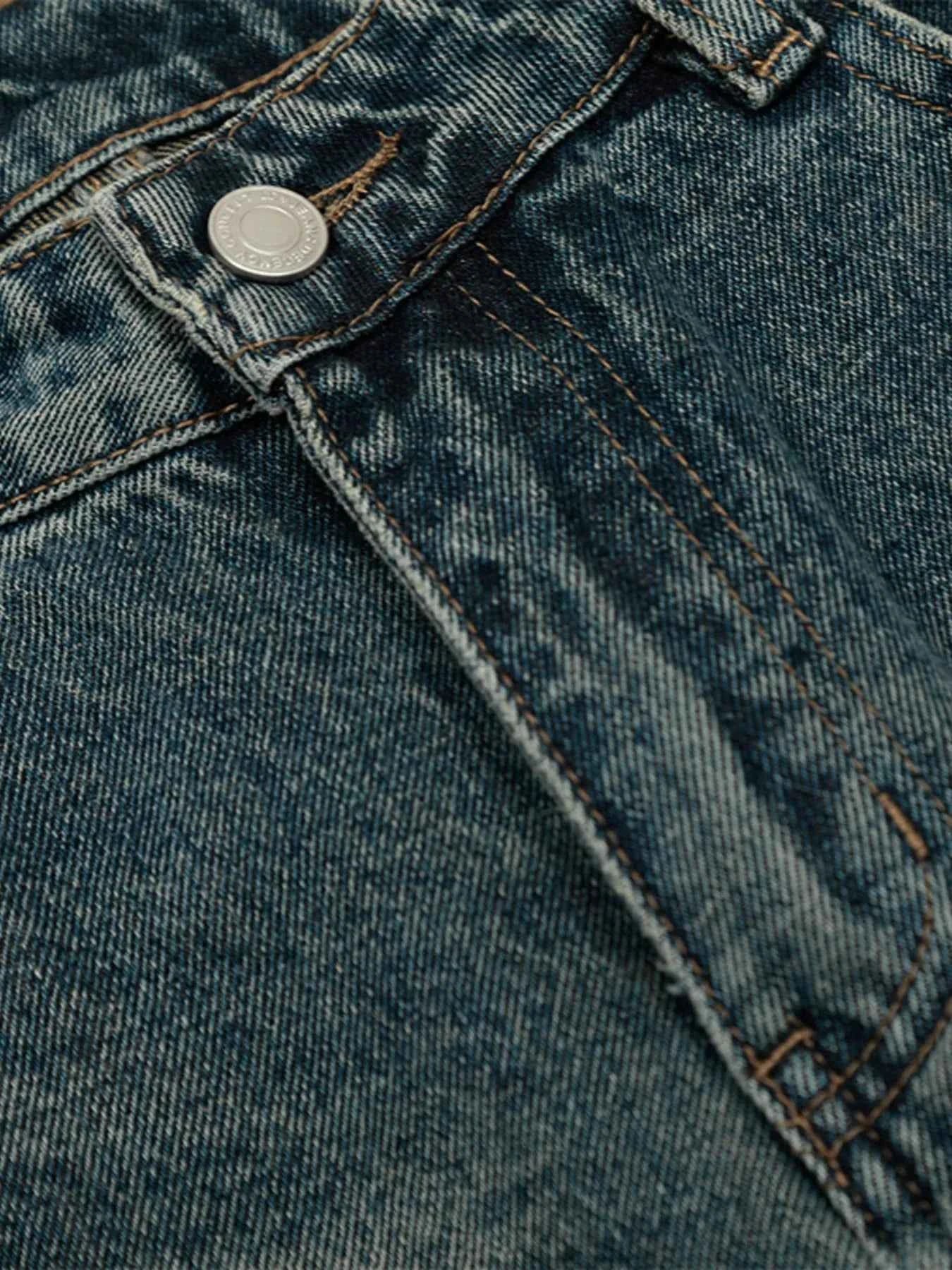 3-D Hem Detail Baggy Jeans