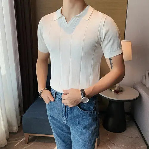 2023 High Quality Knitted Polo Shirt Men