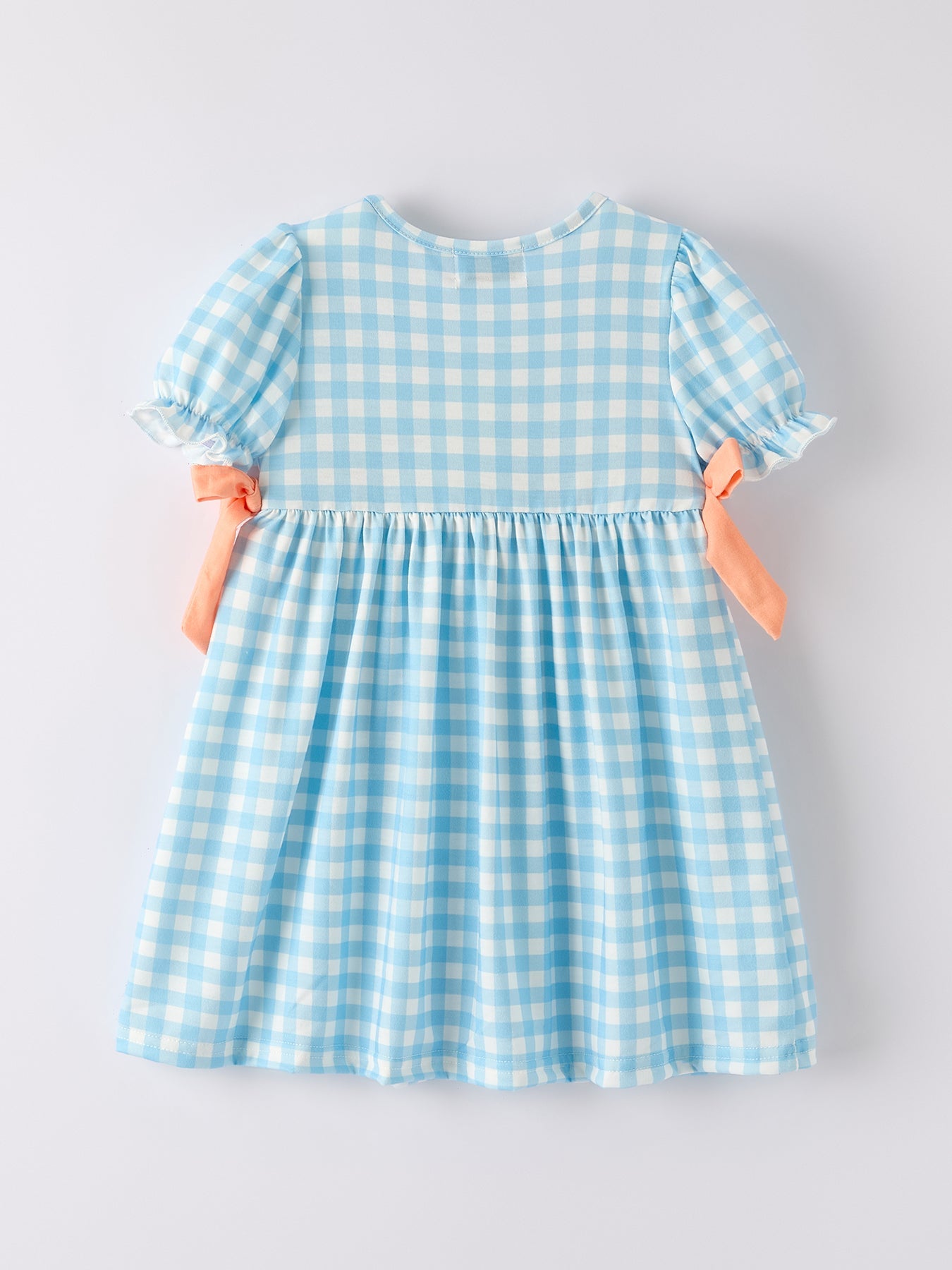 Fall Halloween & Thanksgiving Pumpkin Embroidery Smocking Blue Plaid Dress