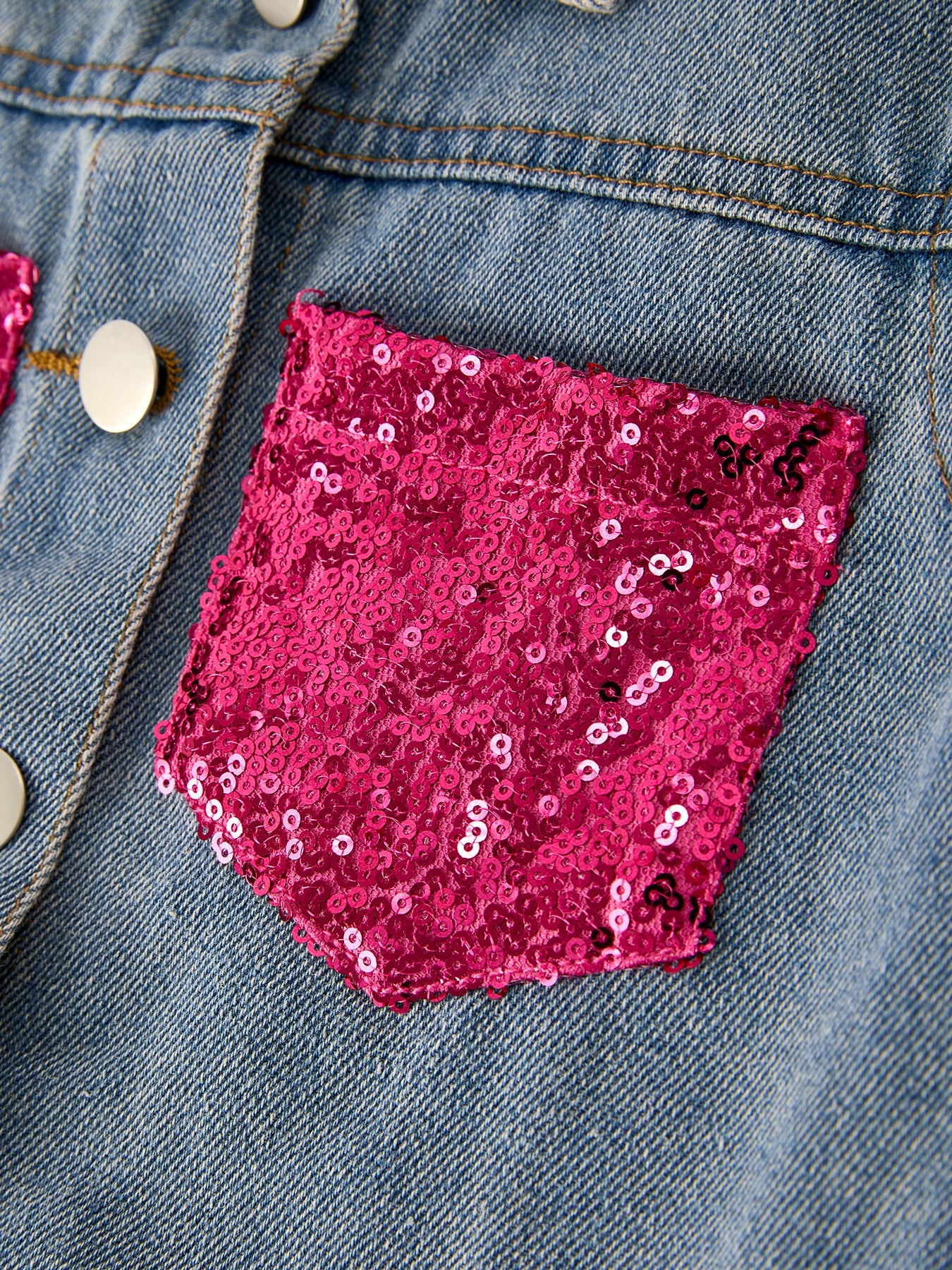 (Pre-order)Girls Autumn Denim Sequined Jacket Top
