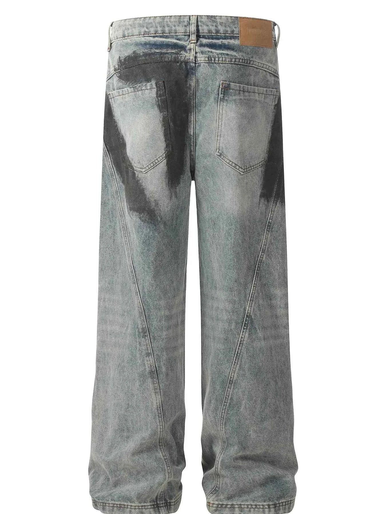 Acid Wash Paint Stripe Wide Leg Jeans