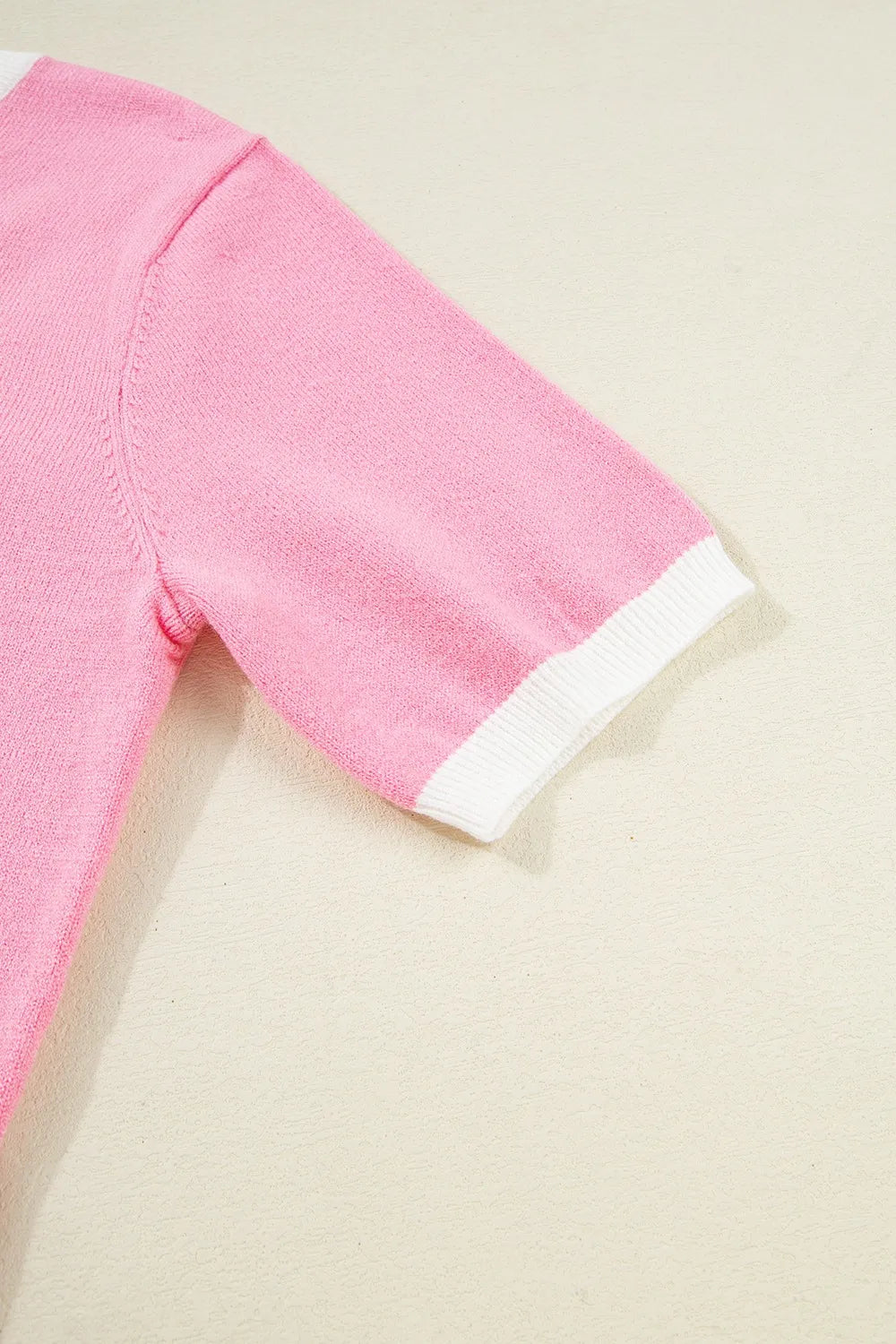 Bow Back Round Neck Short Sleeve Knit Top