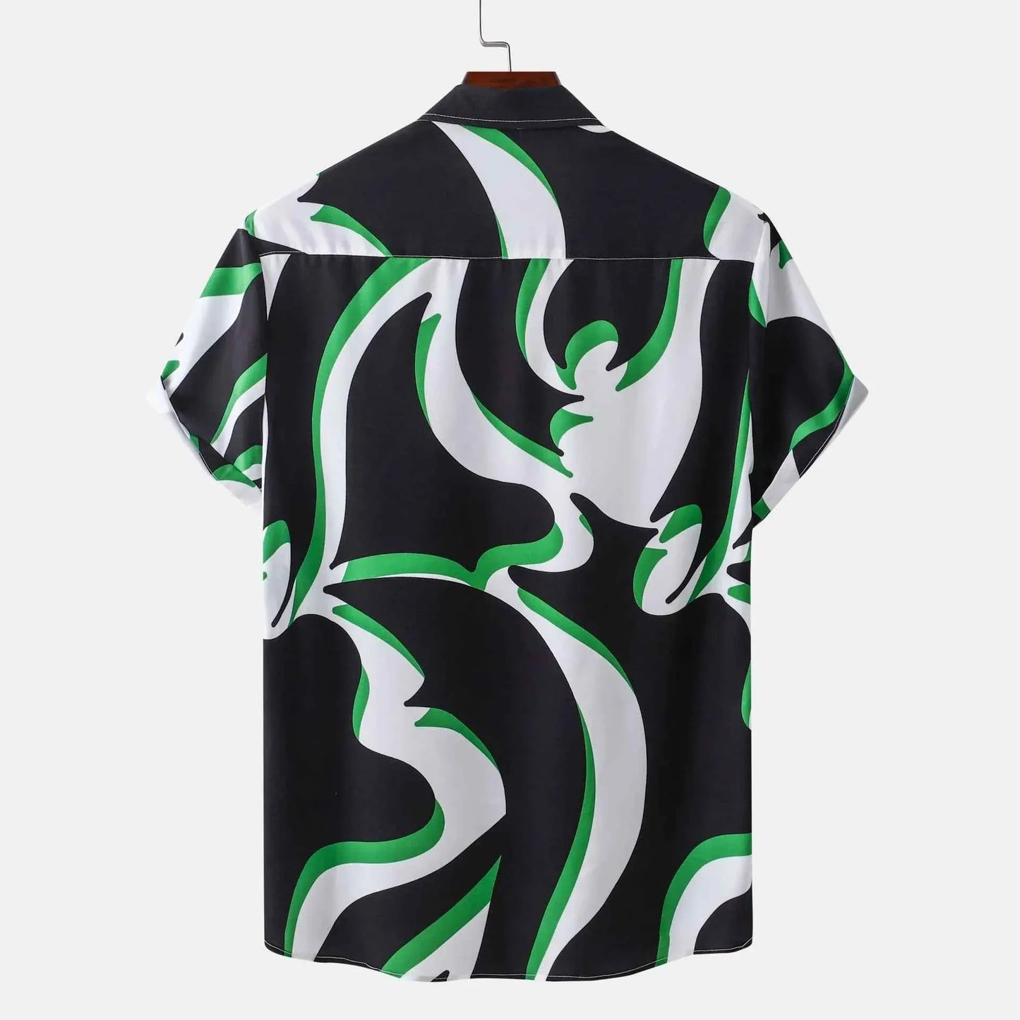 Abstract Wave Short Sleeve Button-Up Shirt