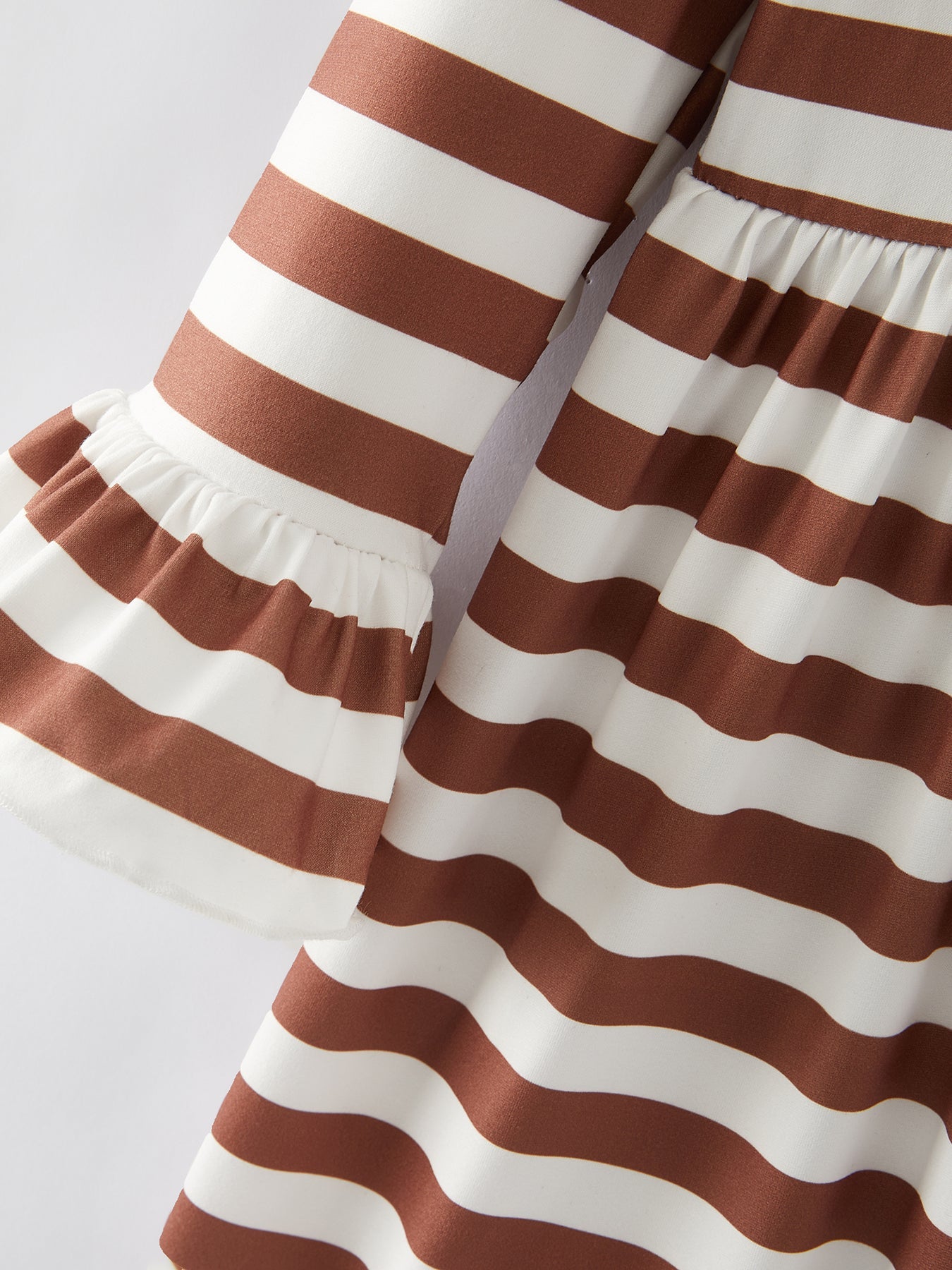 Fall Girls Ball Stripe Print Brown Dress 2-piece Set