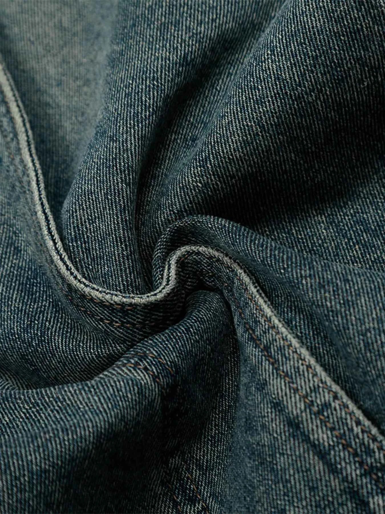 3-D Hem Detail Baggy Jeans