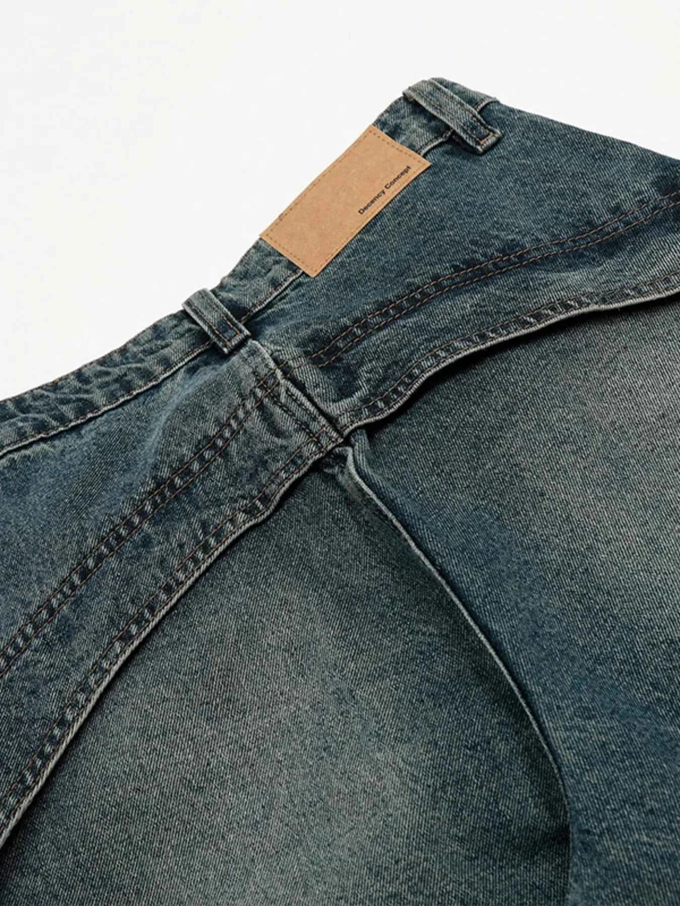 3-D Hem Detail Baggy Jeans