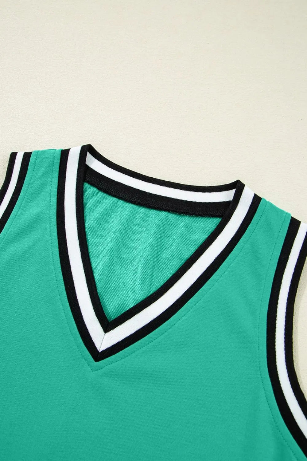Color Contrast Trim V Neck Shift Sleeveless Mini Dress
