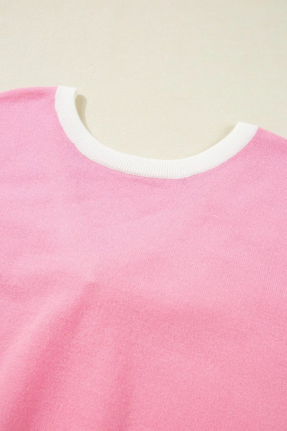 Bow Back Round Neck Short Sleeve Knit Top