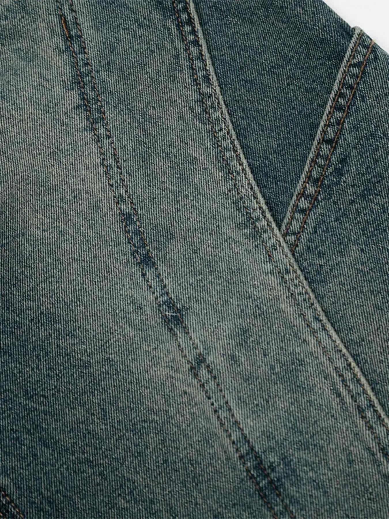 3-D Hem Detail Baggy Jeans