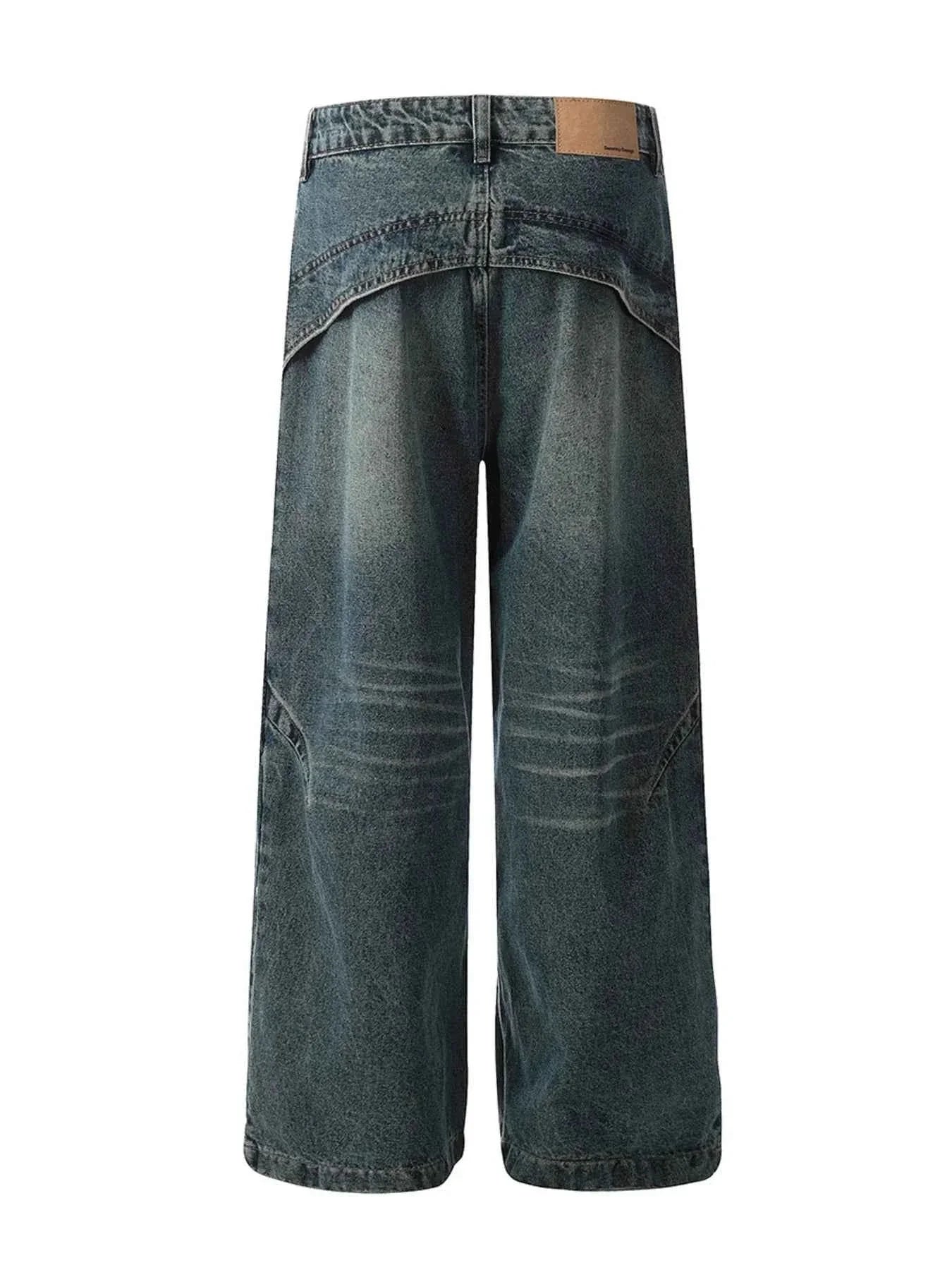 3-D Hem Detail Baggy Jeans