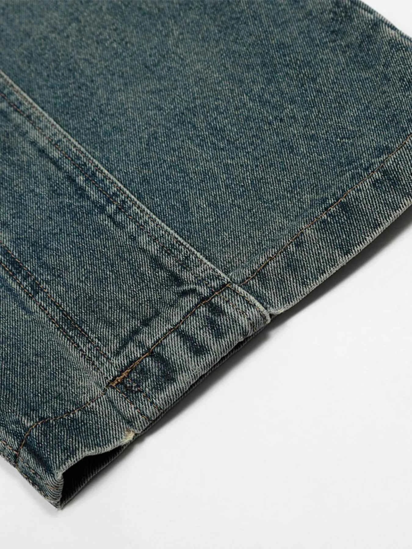 3-D Hem Detail Baggy Jeans
