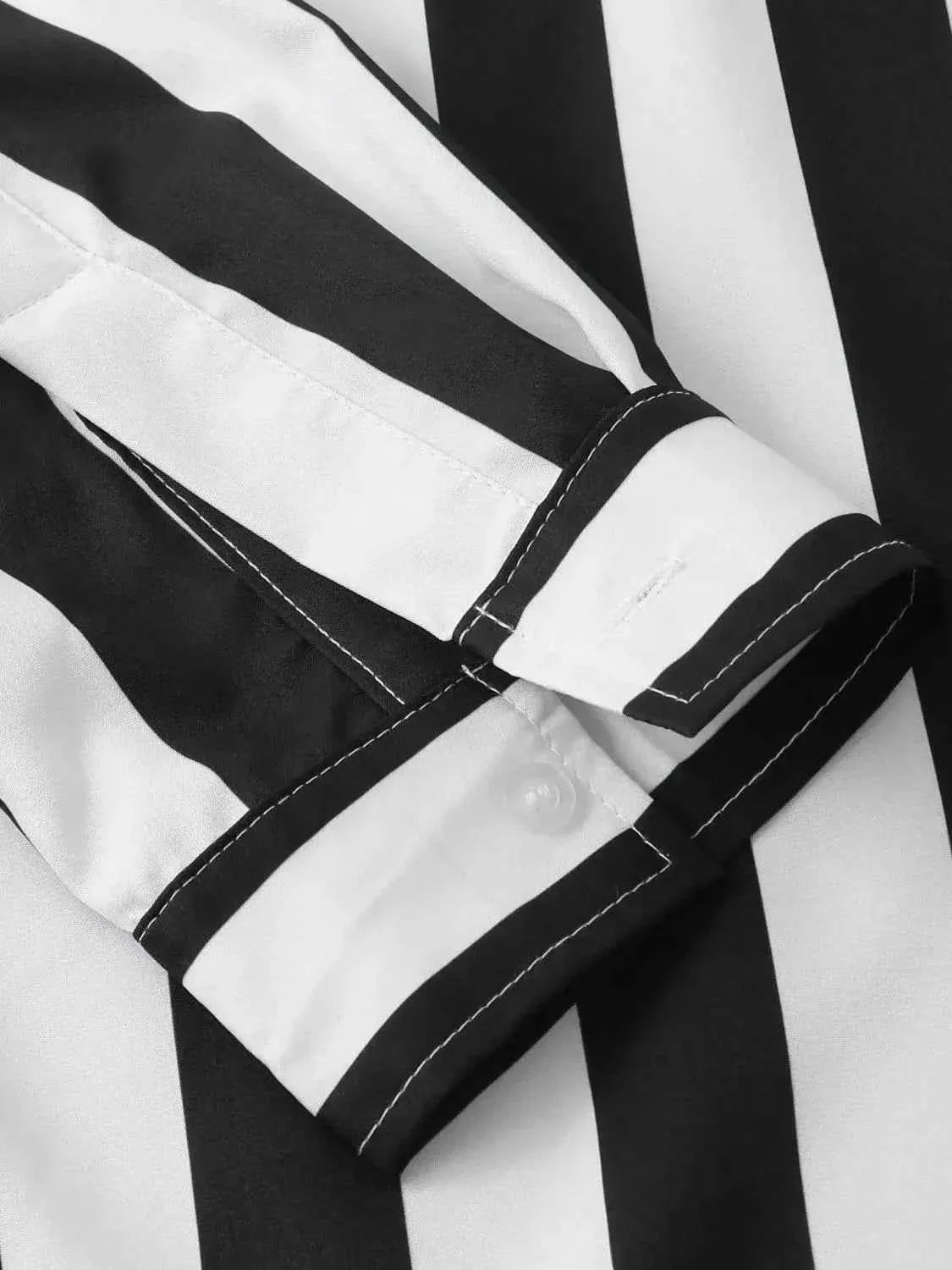 B&W Striped Button Down Shirt