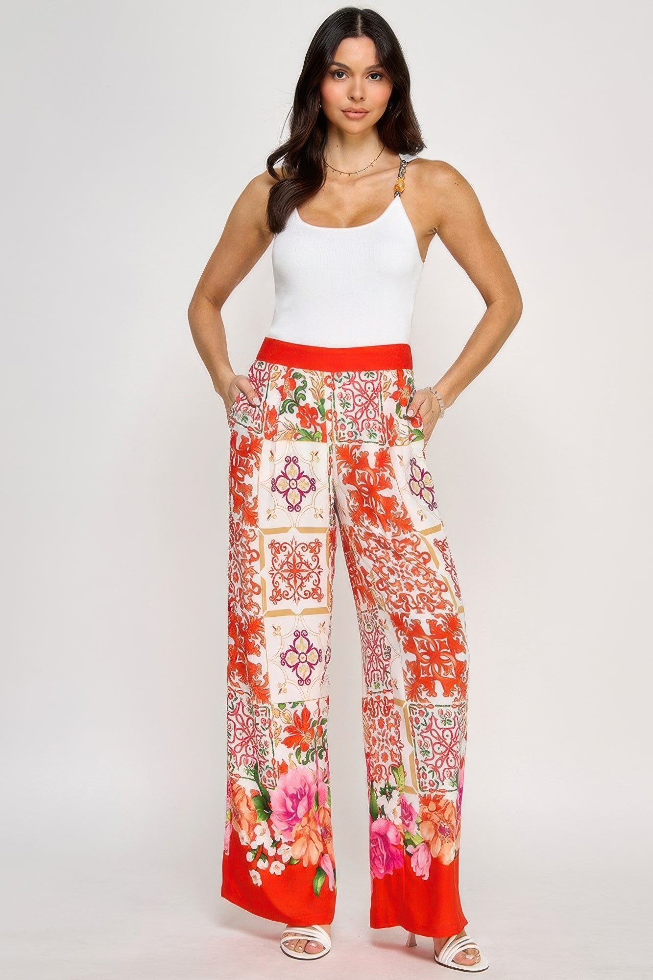 Printed Wide Leg Pants