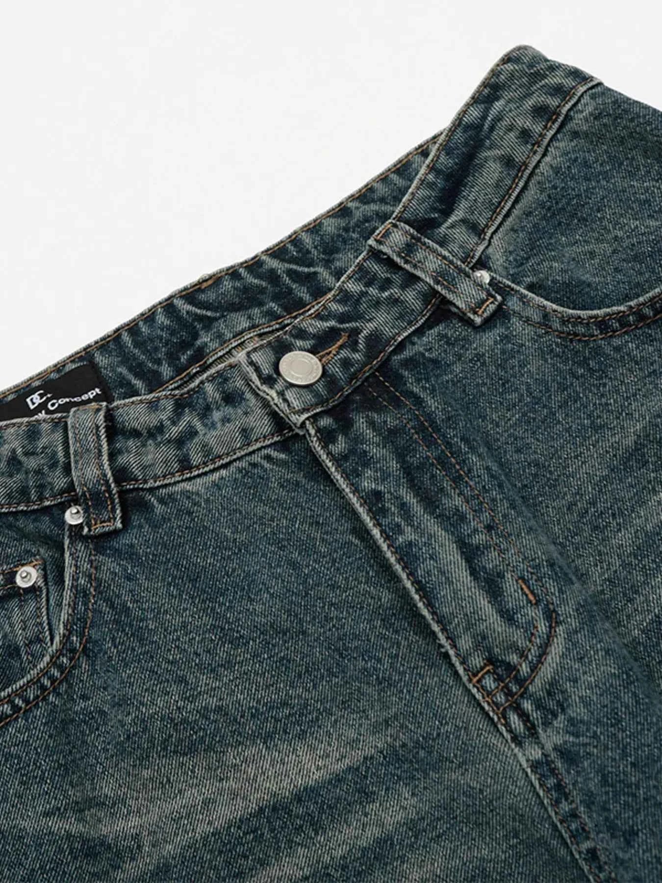 3-D Hem Detail Baggy Jeans