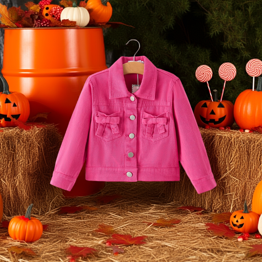 Hot Pink Fall Girls Denim Top