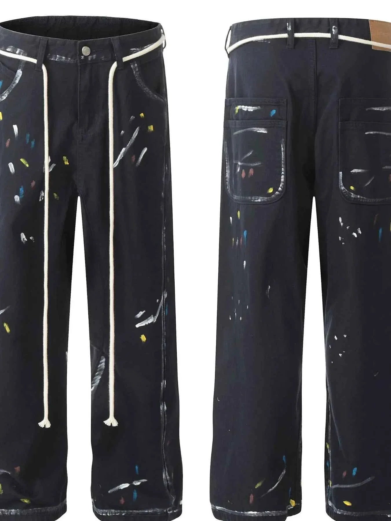 Artistic Paint Splatter Wide Leg Baggy Jeans