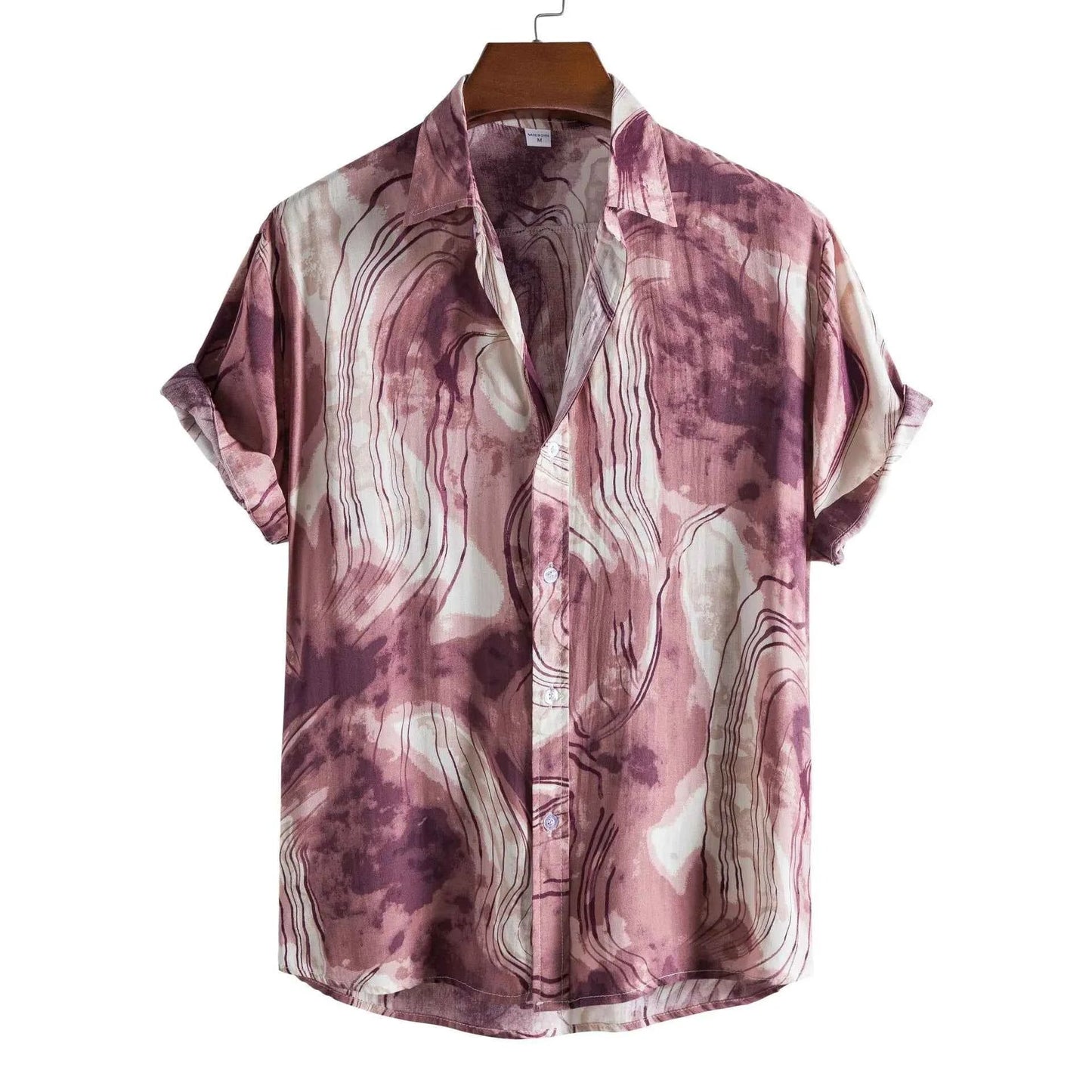 Abstract Wavy Marble Button-Up Top