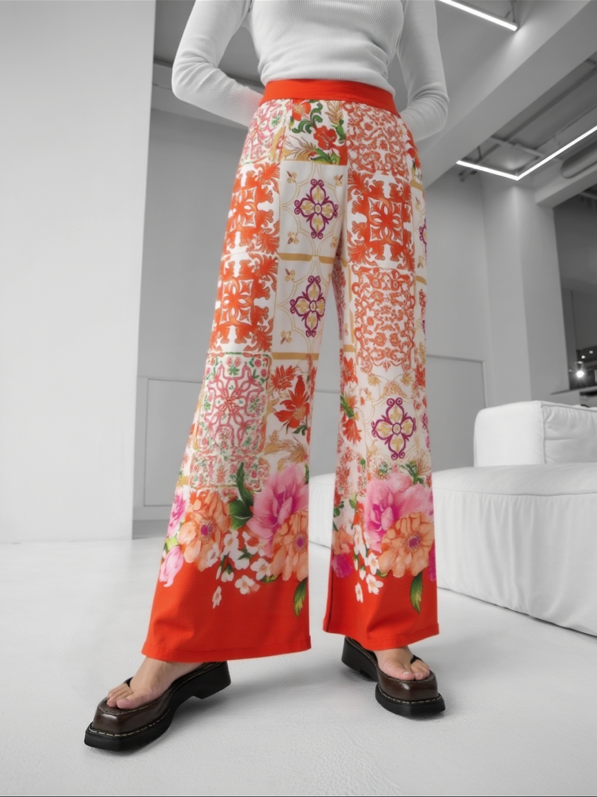 Printed Wide Leg Pants