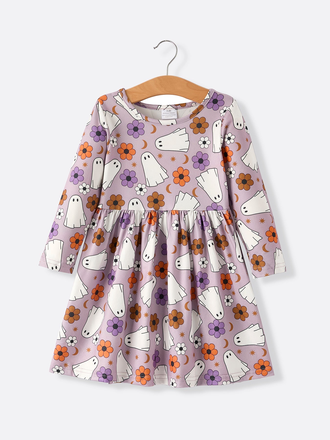 2 Piece Halloween Ghost Striped Girls Dress Set