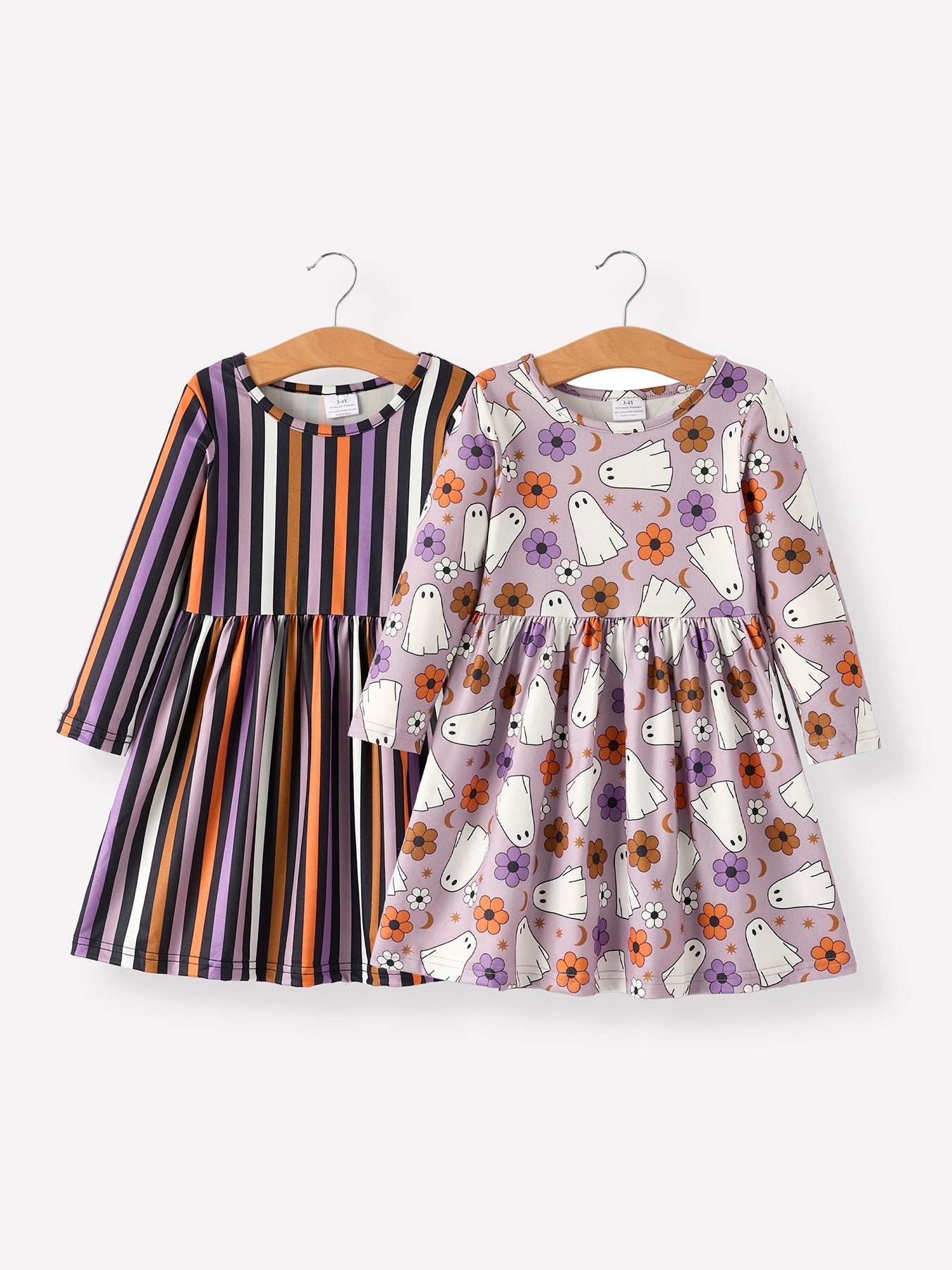 2 Piece Halloween Ghost Striped Girls Dress Set