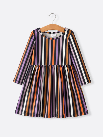 2 Piece Halloween Ghost Striped Girls Dress Set