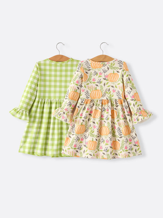 2 Piece Fall Halloween Thanksgiving Girls Dress Set