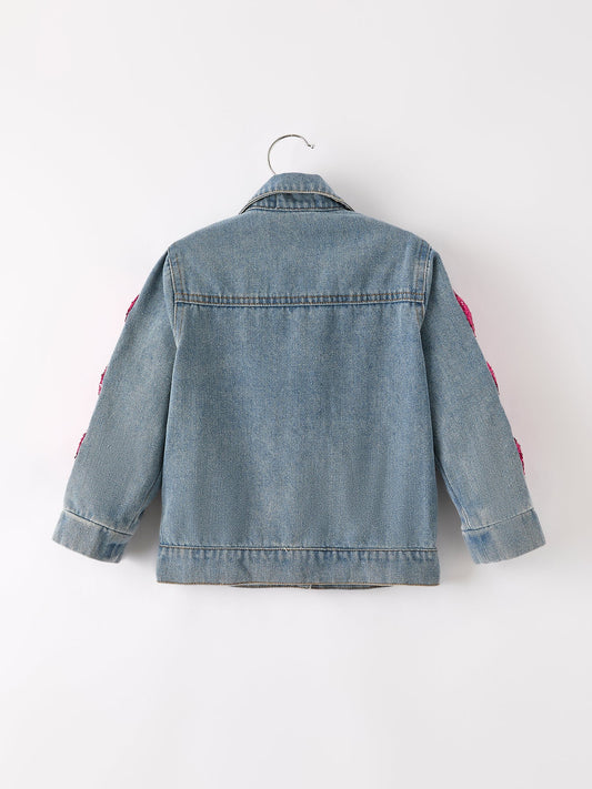 （Pre-order）Girls Autumn Denim Sequined Jacket Top