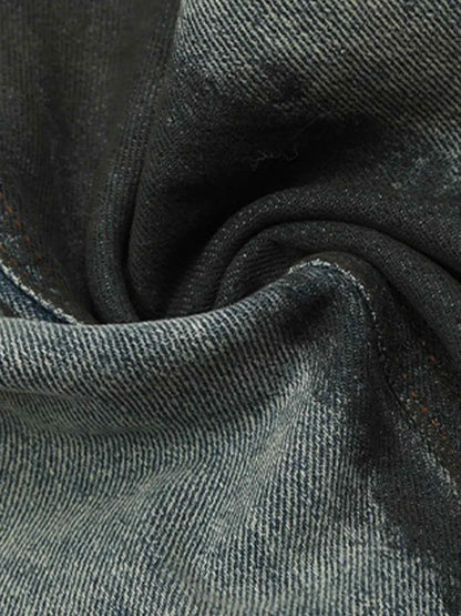 Acid Wash Paint Stripe Wide Leg Jeans