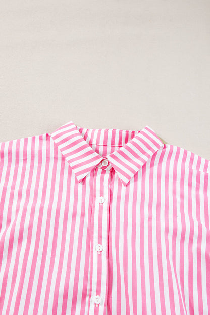 Sky Blue Stripe Dolman Sleeve Oversized Blouse