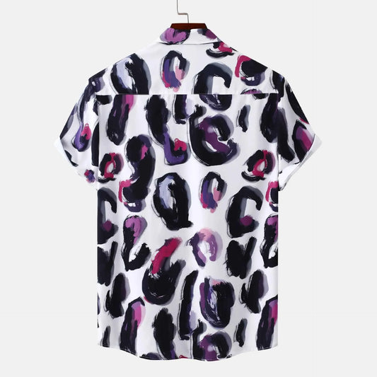 Abstract Paint Short Sleeve Button-Up Shirt