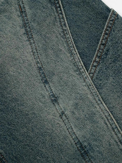 3-D Hem Detail Baggy Jeans