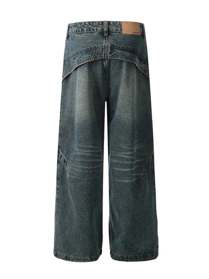 3-D Hem Detail Baggy Jeans