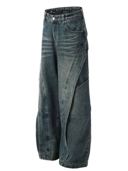 3-D Hem Detail Baggy Jeans