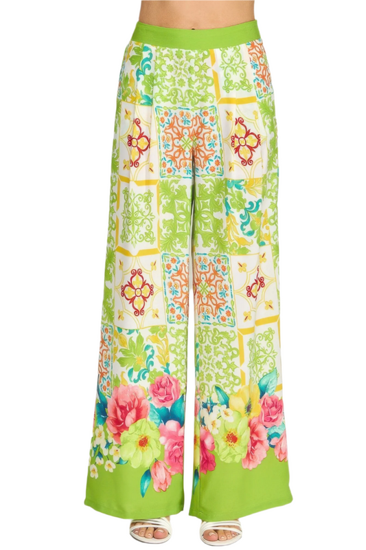 Printed Wide Leg Pants