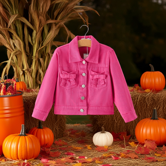 Hot Pink Fall Girls Denim Top