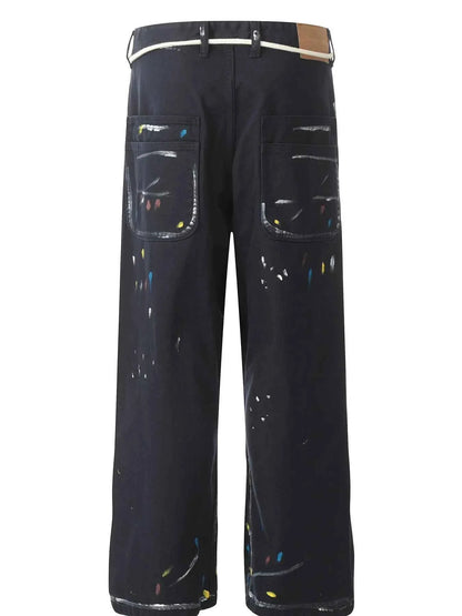 Artistic Paint Splatter Wide Leg Baggy Jeans