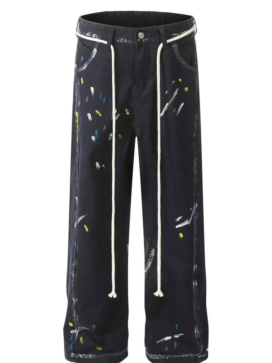 Artistic Paint Splatter Wide Leg Baggy Jeans