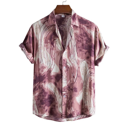 Abstract Wavy Marble Button-Up Top